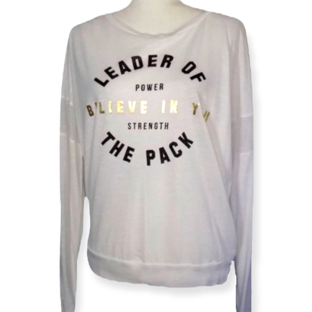Forever 21 “Leader of the Pack” Long Sleeve Lightweight Tee White Gold Large